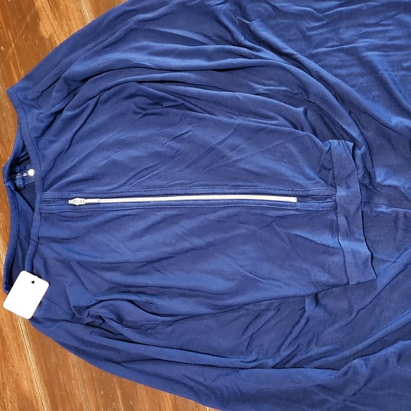 Deep Purple Cold Shoulder Zipper Sleeve Blouse (213) - Picture 3 of 5